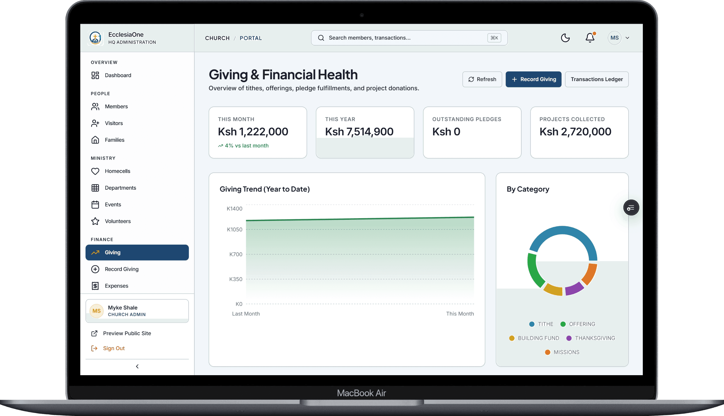Automated M-Pesa Reconciliation and Giving Management