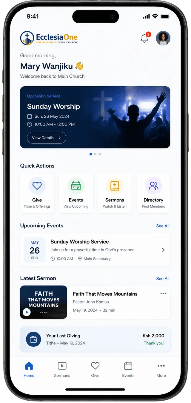 Your Church Native Mobile & M-Pesa Giving Experience
